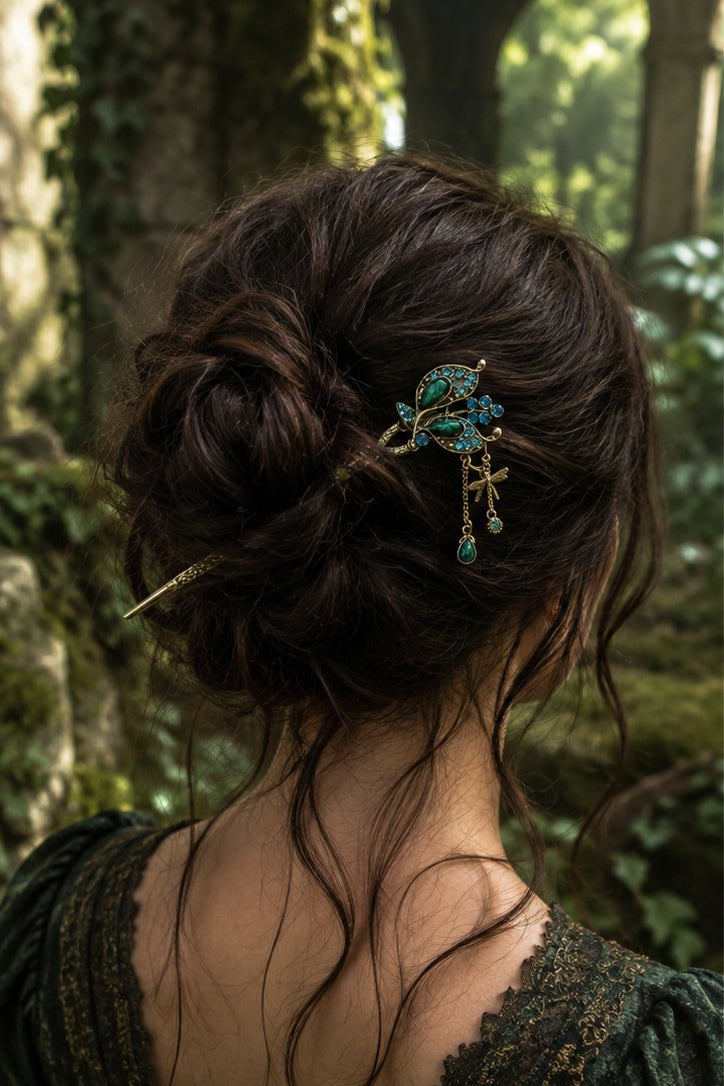 Pique à cheveux – Papillon bleu et vert